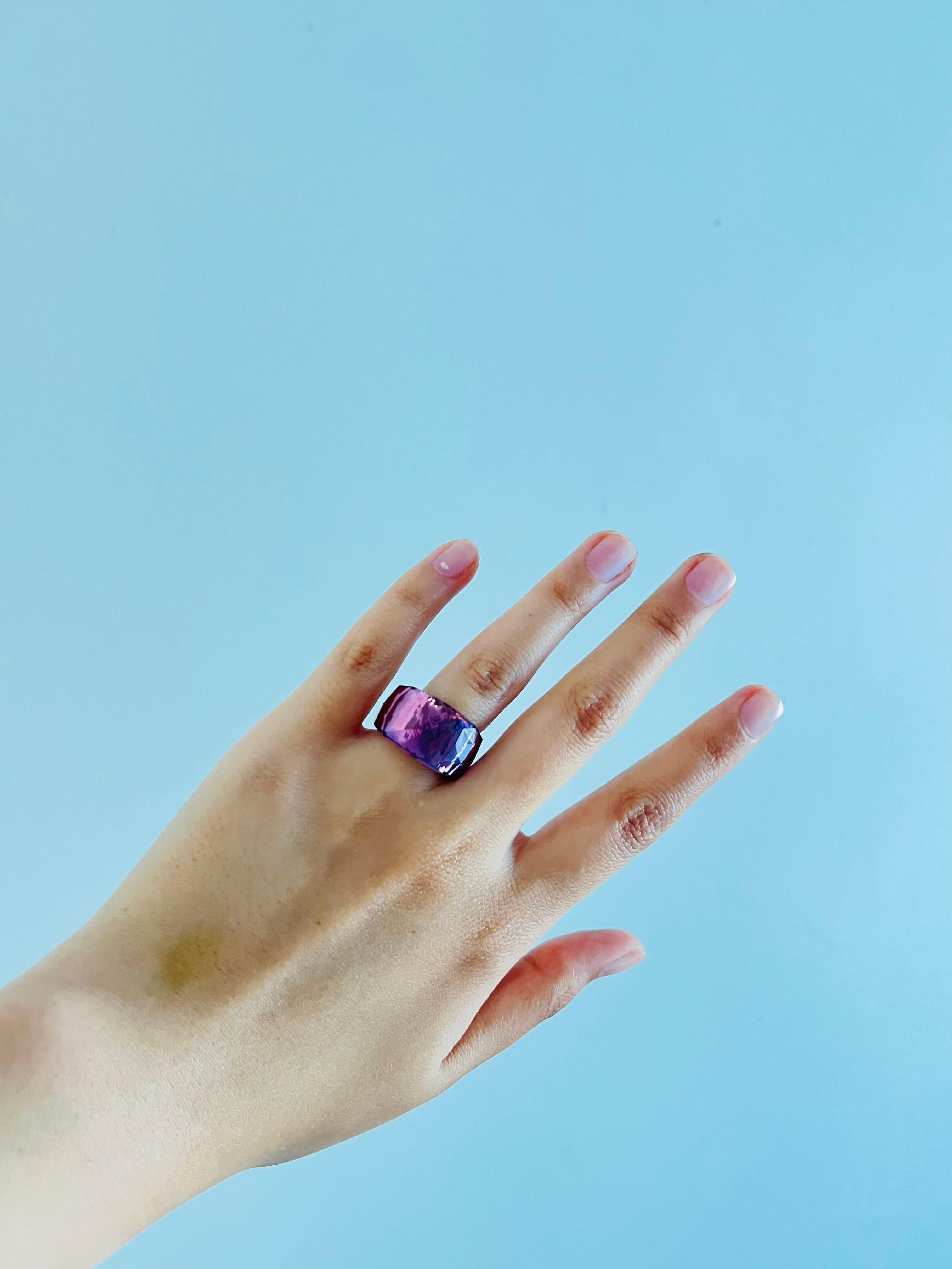 Women's or Men's Swarovski Nirvana Cocktail Fully Cut Purple Petite Small Ring, Silver Plated, 52 For Sale
