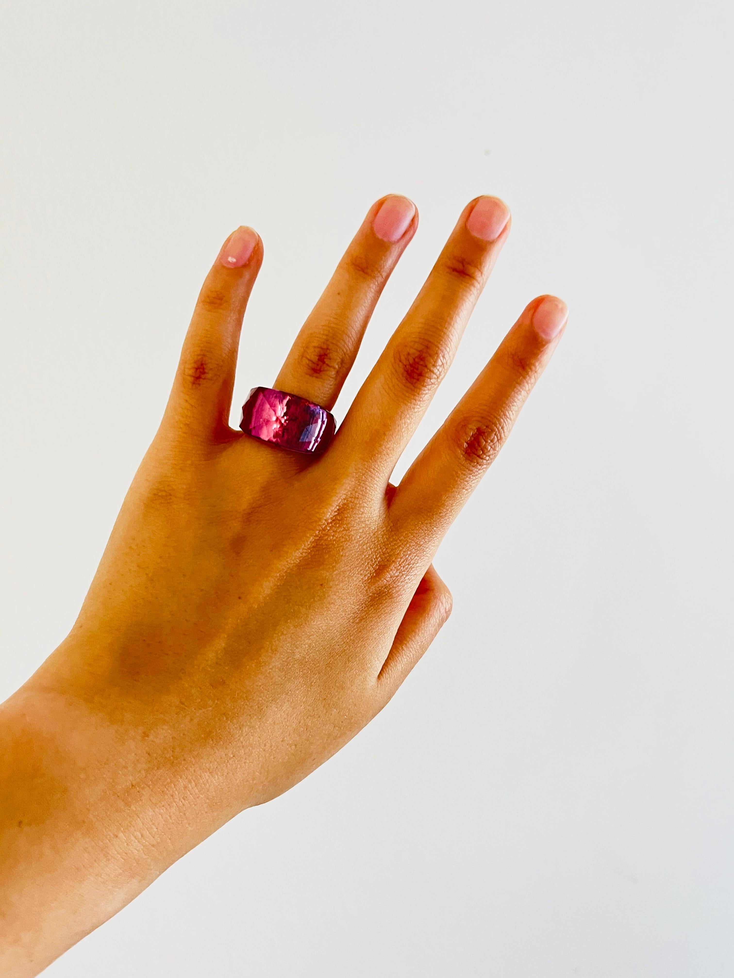 Swarovski Nirvana Cocktail Fully Cut Purple Petite Small Ring, Silver Plated, 52 For Sale 1