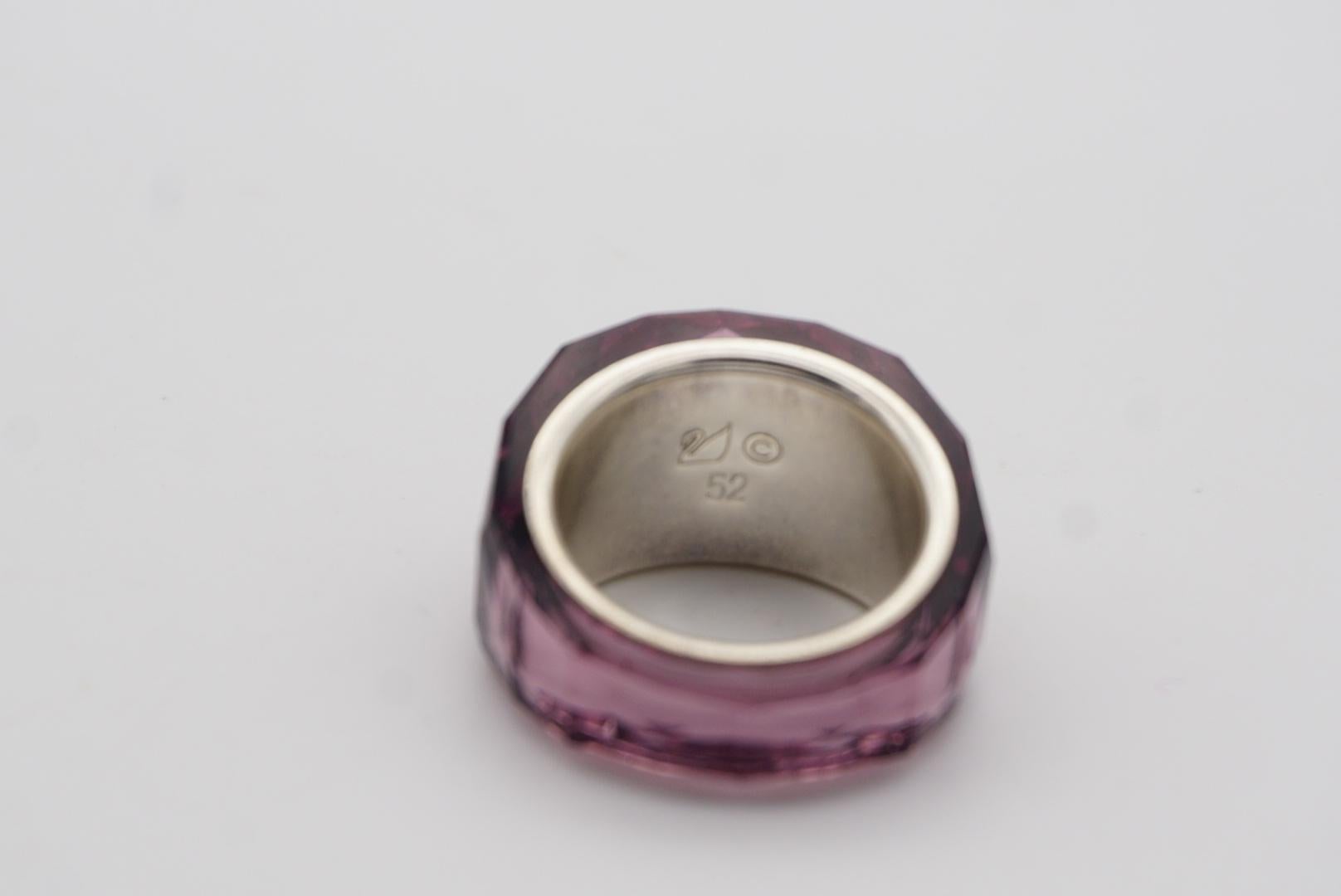 Swarovski Nirvana Cocktail Fully Cut Purple Petite Small Ring, Silver Plated, 52 For Sale 1