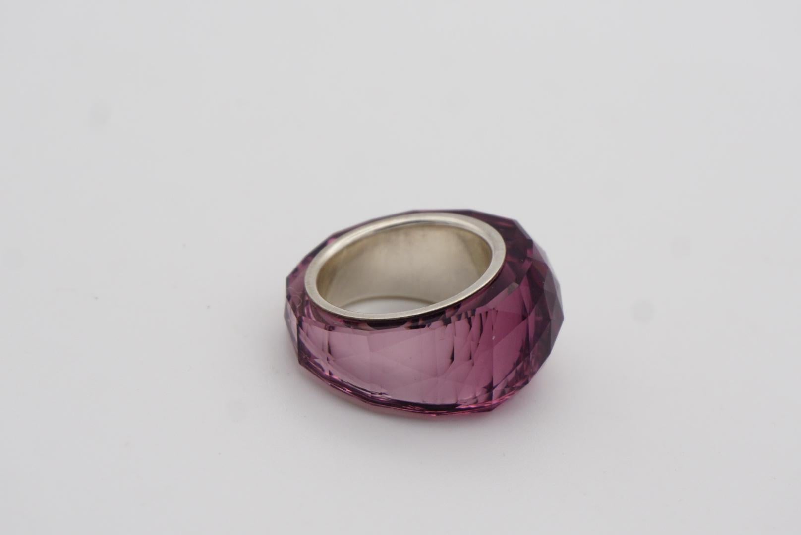 Swarovski Nirvana Cocktail Fully Cut Purple Petite Small Ring, Silver Plated, 52 For Sale 2