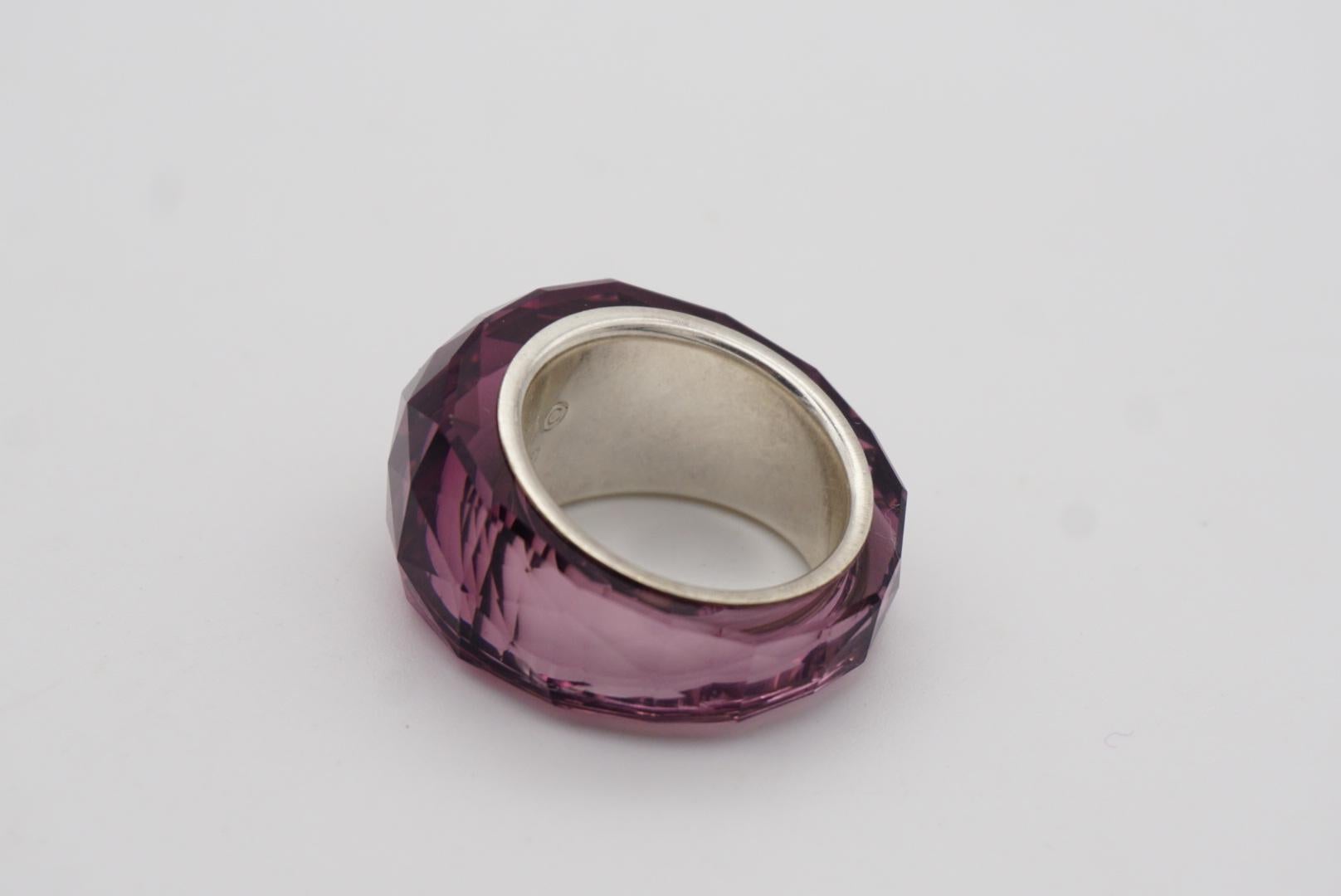 Swarovski Nirvana Cocktail Fully Cut Purple Petite Small Ring, Silver Plated, 52 For Sale 3