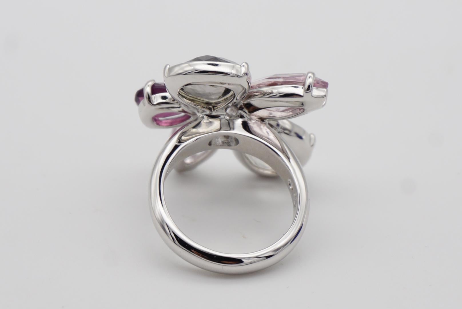 Swarovski Nirvana Cocktail Purple Clear Flower Ring Silver Size 58 UK P / Q, Box 5