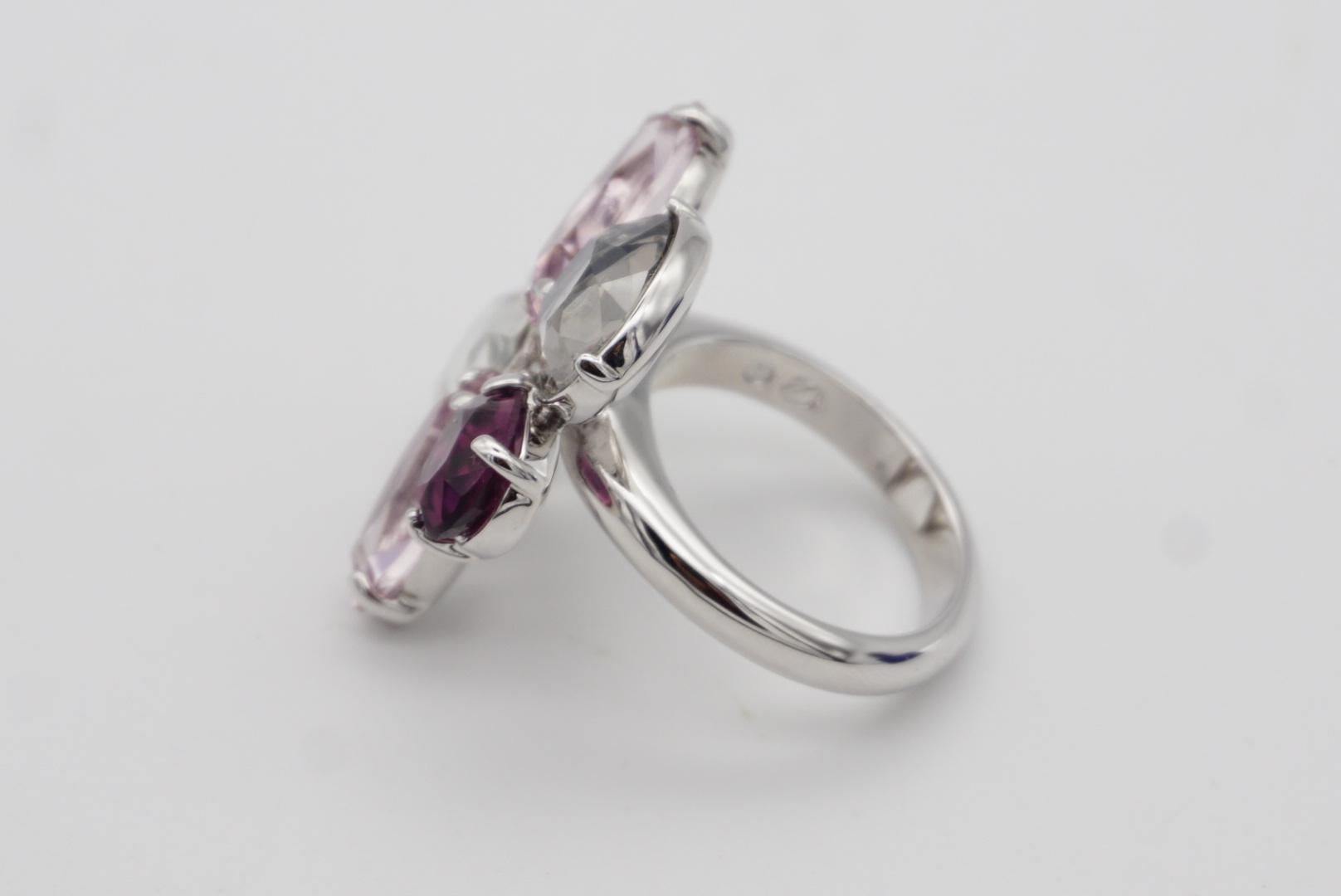 Swarovski Nirvana Cocktail Purple Clear Flower Ring Silver Size 58 UK P / Q, Box 6