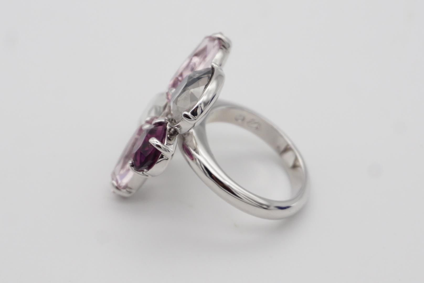 Swarovski Nirvana Cocktail Purple Clear Flower Ring, Silver, Size 58, UK P / Q For Sale 2