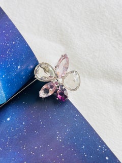 Swarovski Nirvana Cocktail Purple Clear Flower Ring, Silver, Size 58, UK P / Q