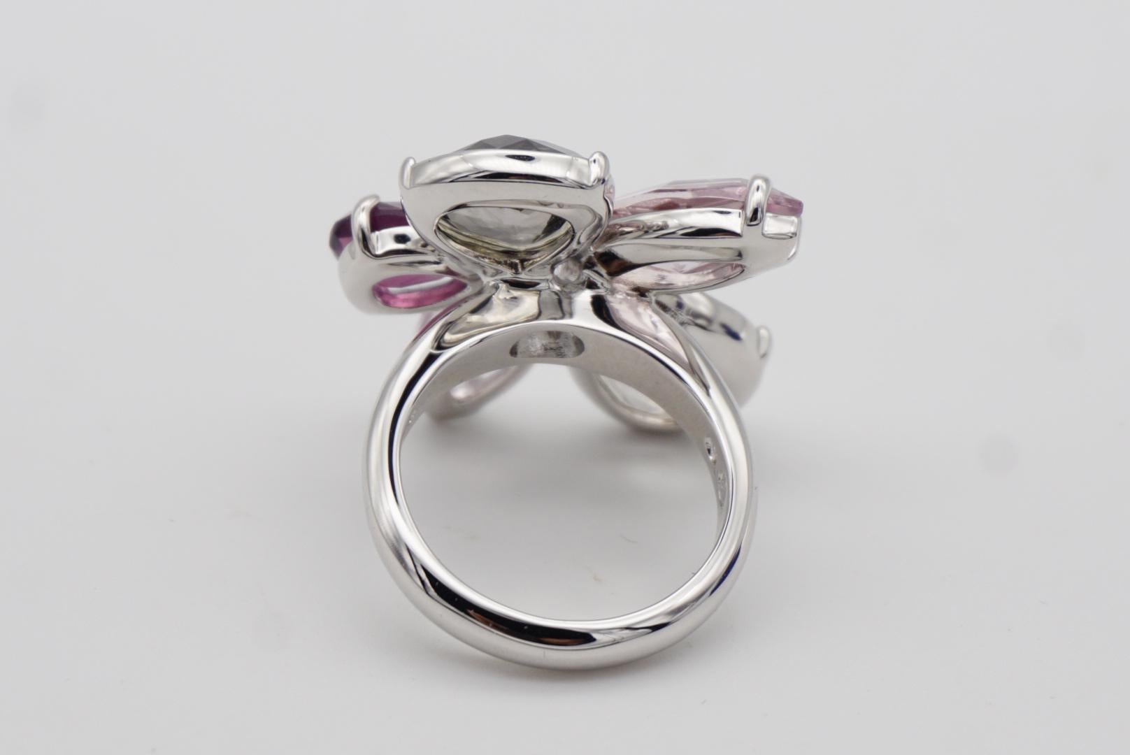Swarovski Nirvana Cocktail Purple Clear Flower Ring, Silver, Size 58, UK P / Q For Sale 1