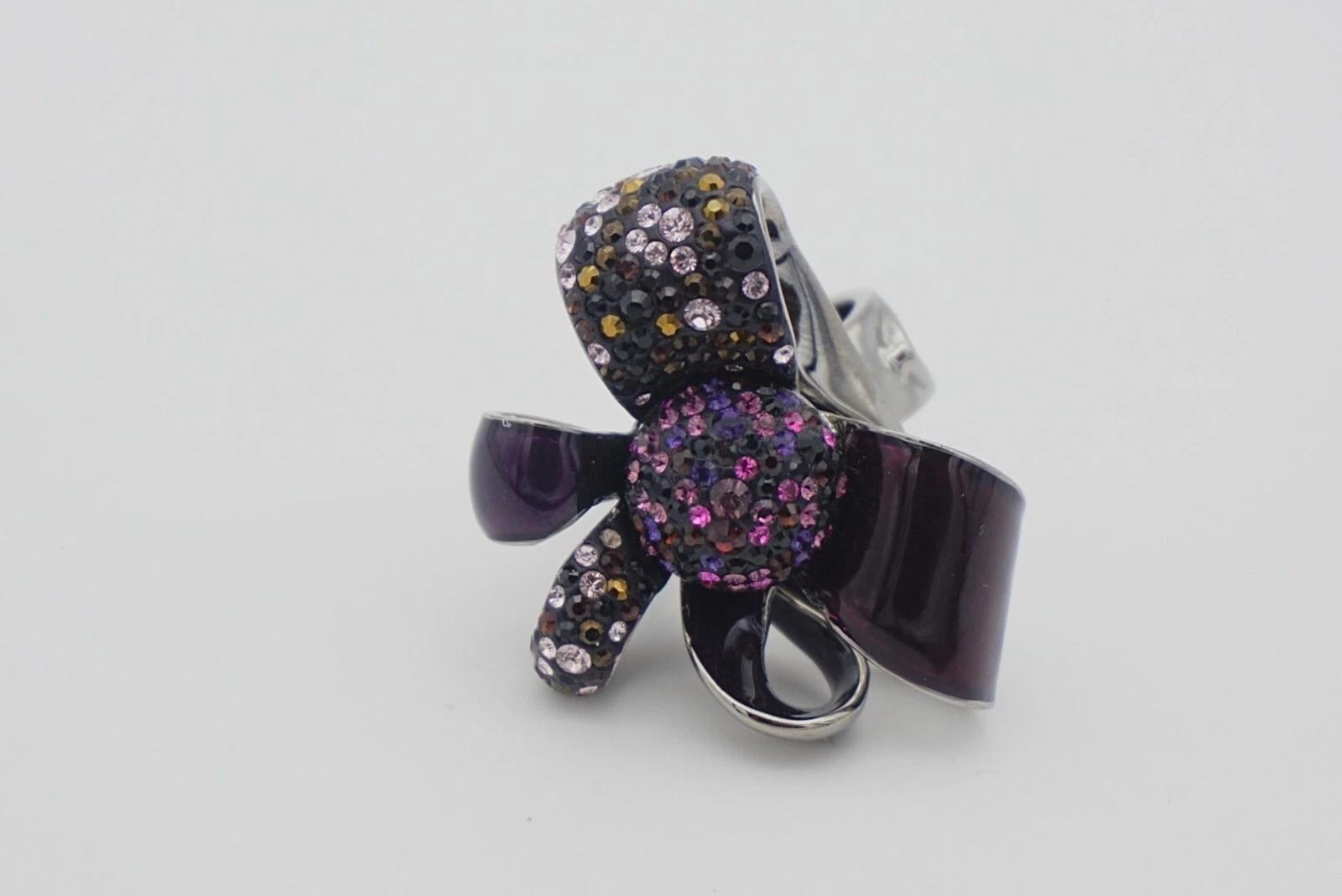 Swarovski Nirvana Cocktail Anello d'argento con fiocco a fiori viola, misura 52, UK L. in vendita 7