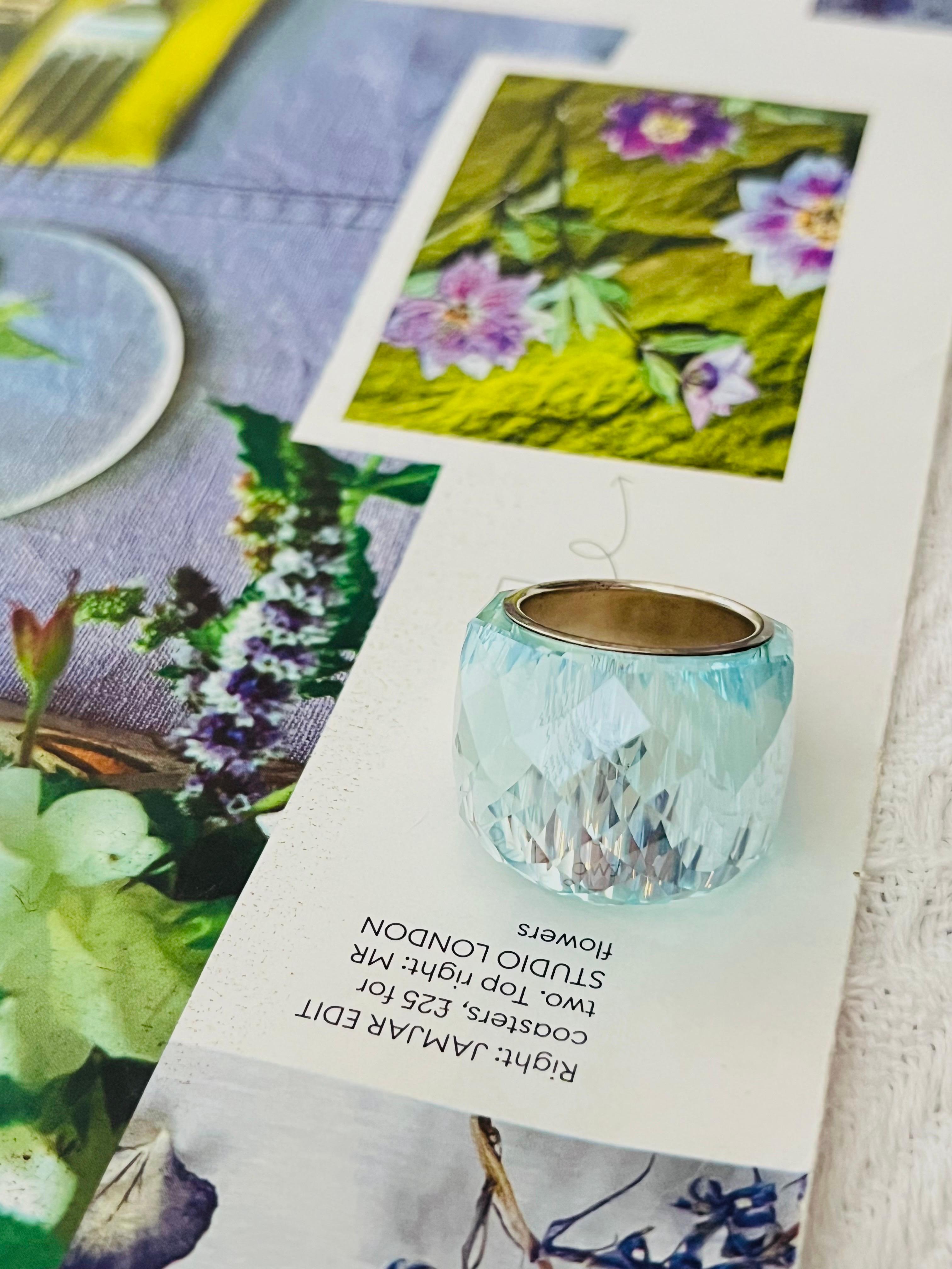 Swarovski Nirvana Fully Cut Crystal Aqua Light Blue Clear Cocktail Ring, Size 58 In Good Condition In Wokingham, England