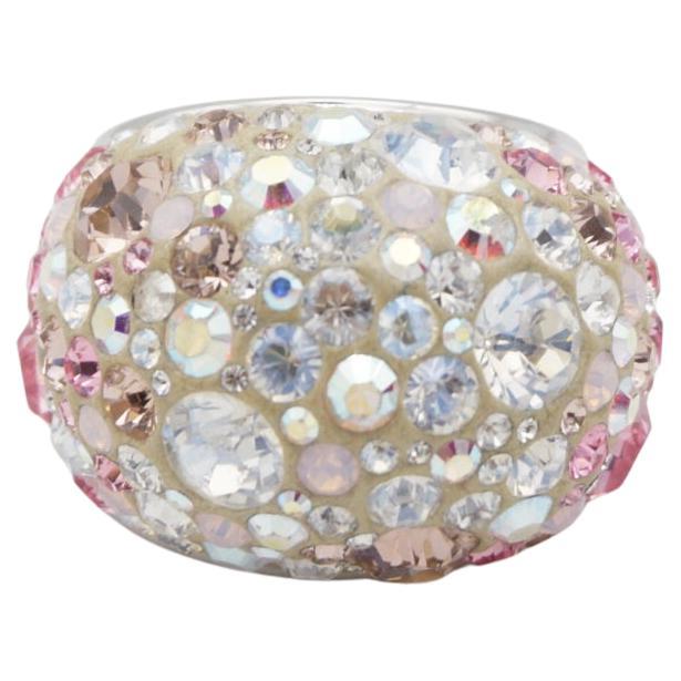 Swarovski Nirvana Fully Cut Crystal Glitter Pink White Chunky Ring, Size 55 UK N For Sale