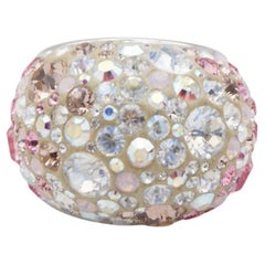 Swarovski Nirvana Fully Cut Kristall Glitter Rosa Weiß Chunky Ring, Größe 55 UK N