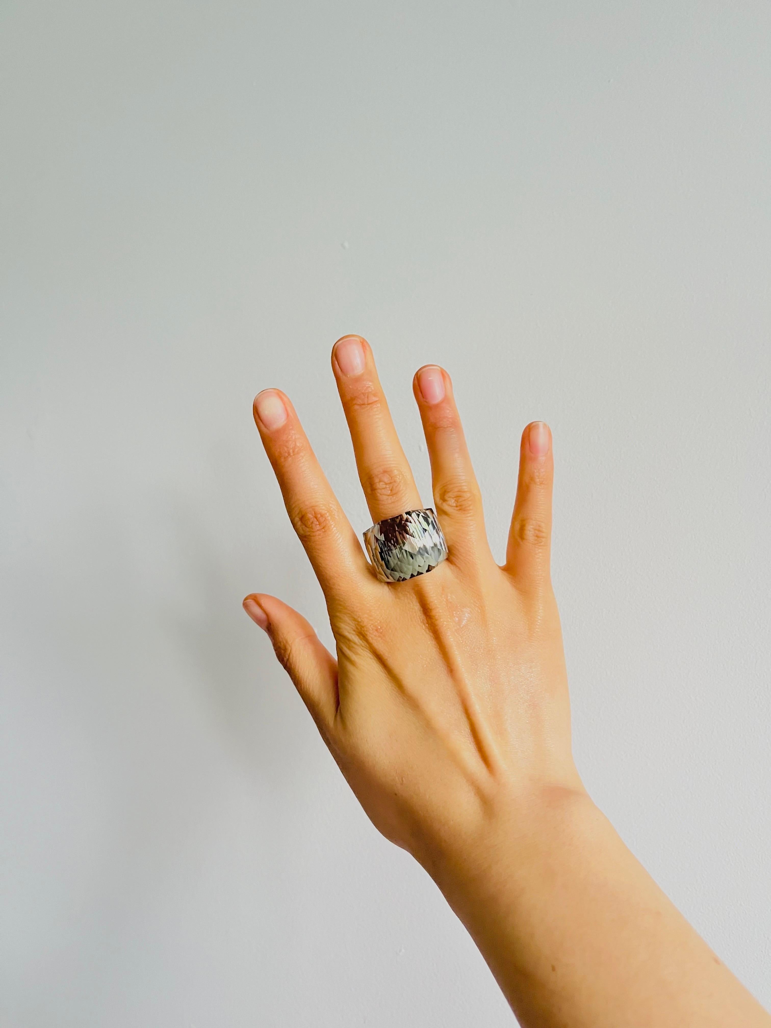 Swarovski Nirvana Fully Cut Crystal Grey Clear Cocktail Ring Silver, Size 58 Box 2
