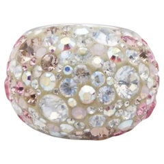 Anello massiccio Swarovski Nirvana con cristalli Fully Cut, glitter rosa e bianco, misura 55