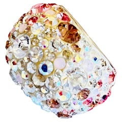 Anello massiccio Swarovski Nirvana con cristalli Fully Cut, glitter rosa e bianco, misura 55