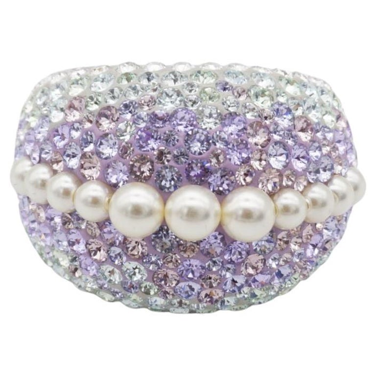 Swarovski Nirvana Fully Cut Lilac Crystal Glitter White Pearls Chunky Ring,  52 For Sale at 1stDibs | swarovski nirvana ring size 60, swarovski nirvana  ring 60, swarovski purple ring