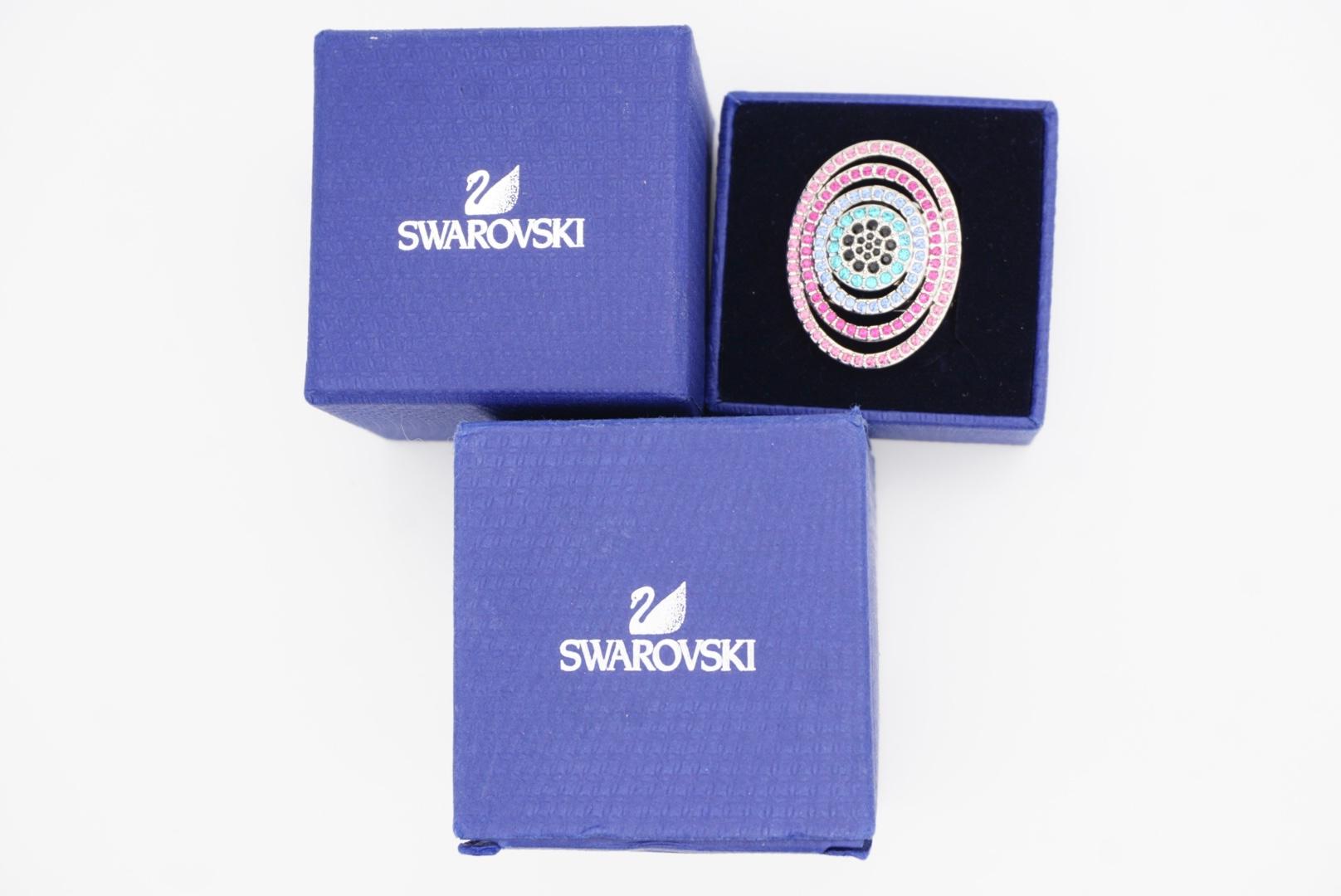 Swarovski Nirvana Luxury Rainbow Oval Openwork Crystals Chunky Cocktail Ring 55 For Sale 2