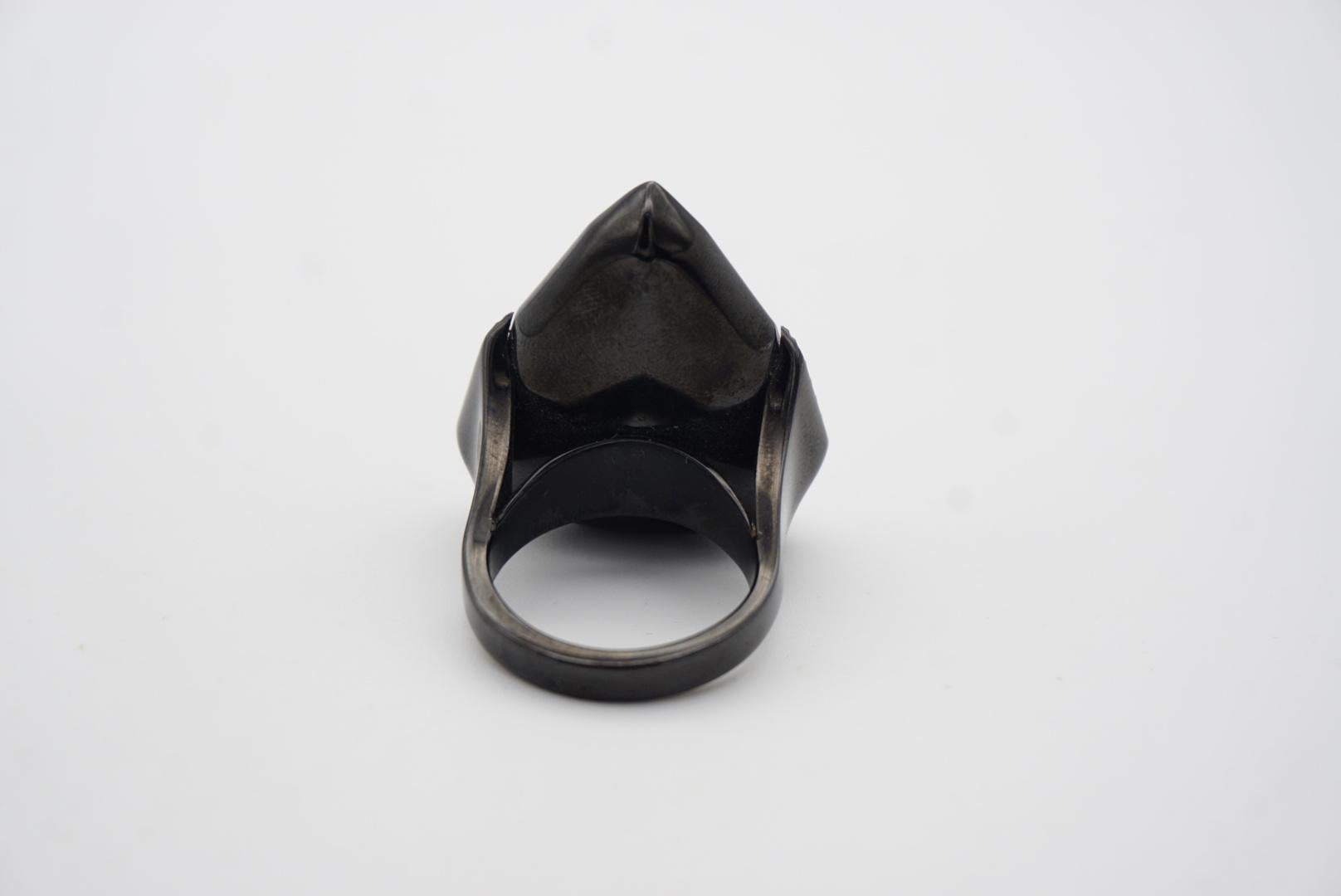 Swarovski Nirvana Triangle Crystals Black Curiosa Cocktail Ring, Size 55, UK N 3