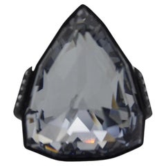 Swarovski Nirvana Triangle Crystals Black Curiosa Cocktail Ring, Size 55, UK N