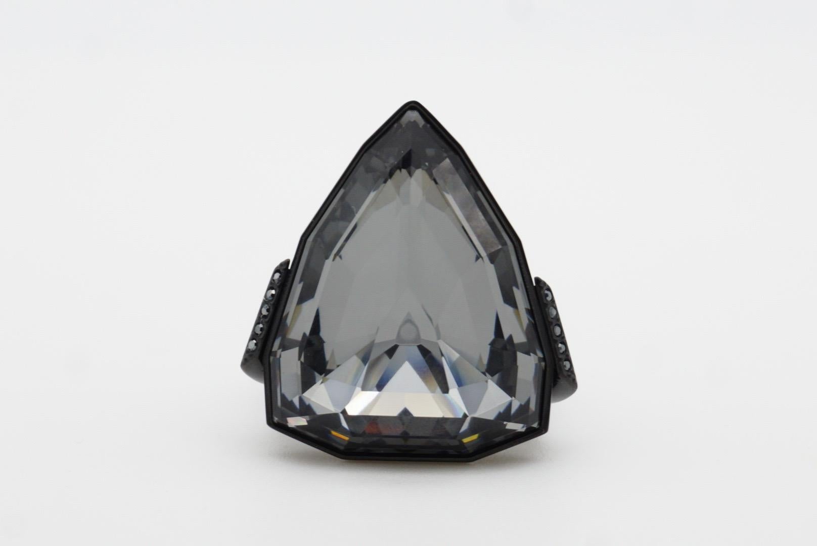 Swarovski Nirvana Triangle Crystals Black Curiosa Cocktail Ring, Size 58, UK Q 5