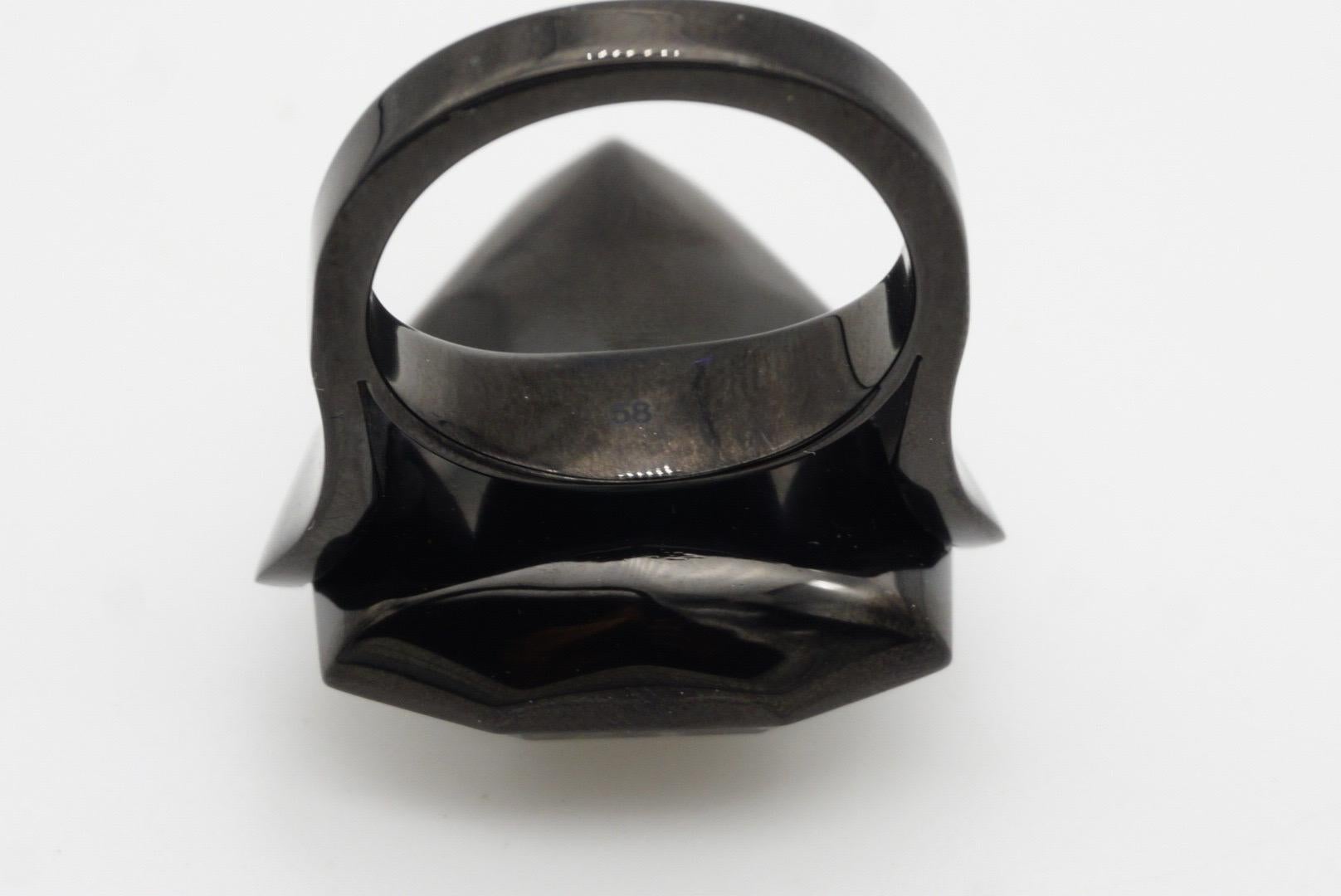 Swarovski Nirvana Triangle Crystals Black Curiosa Cocktail Ring, Size 58, UK Q 9