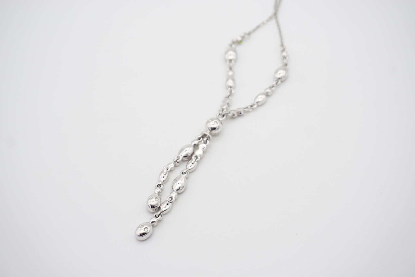 Swarovski Oval White Purple Green Crystals Tassel Y Opera Silver Long Necklace For Sale 9