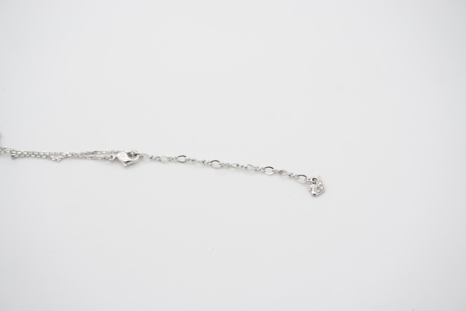 Swarovski Oval White Purple Green Crystals Tassel Y Opera Silver Long Necklace For Sale 10
