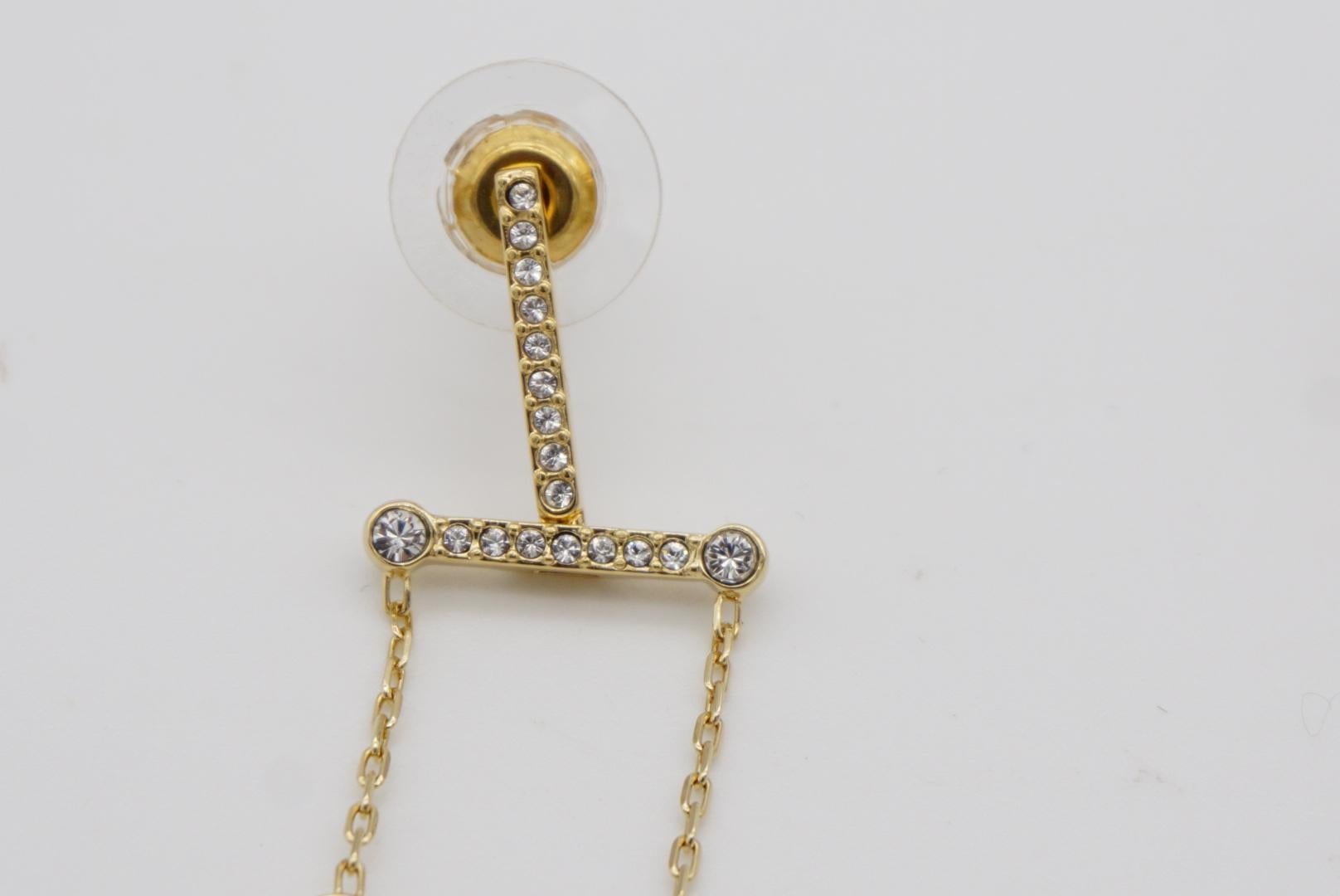 Swarovski OXO Red Heart Hove Chandelier Mobile Pierced Gold Drop Earrings, BNWT For Sale 6