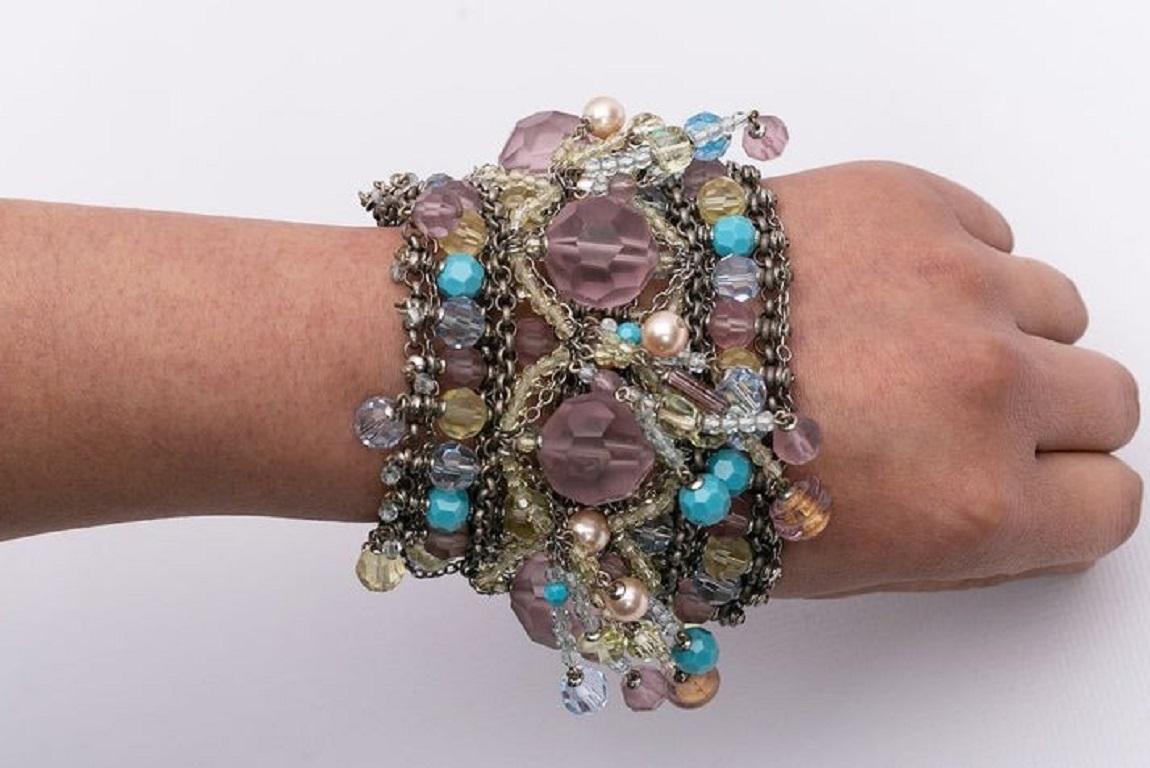 Swarovski Pearl Silvery Metal Bracelet For Sale 2