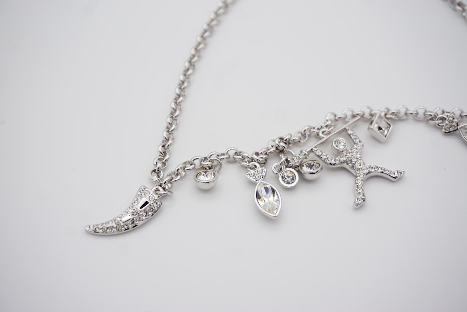 Swarovski Polar Bestiary Charms Bezel Crystals Statement Silver Choker Necklace For Sale 5