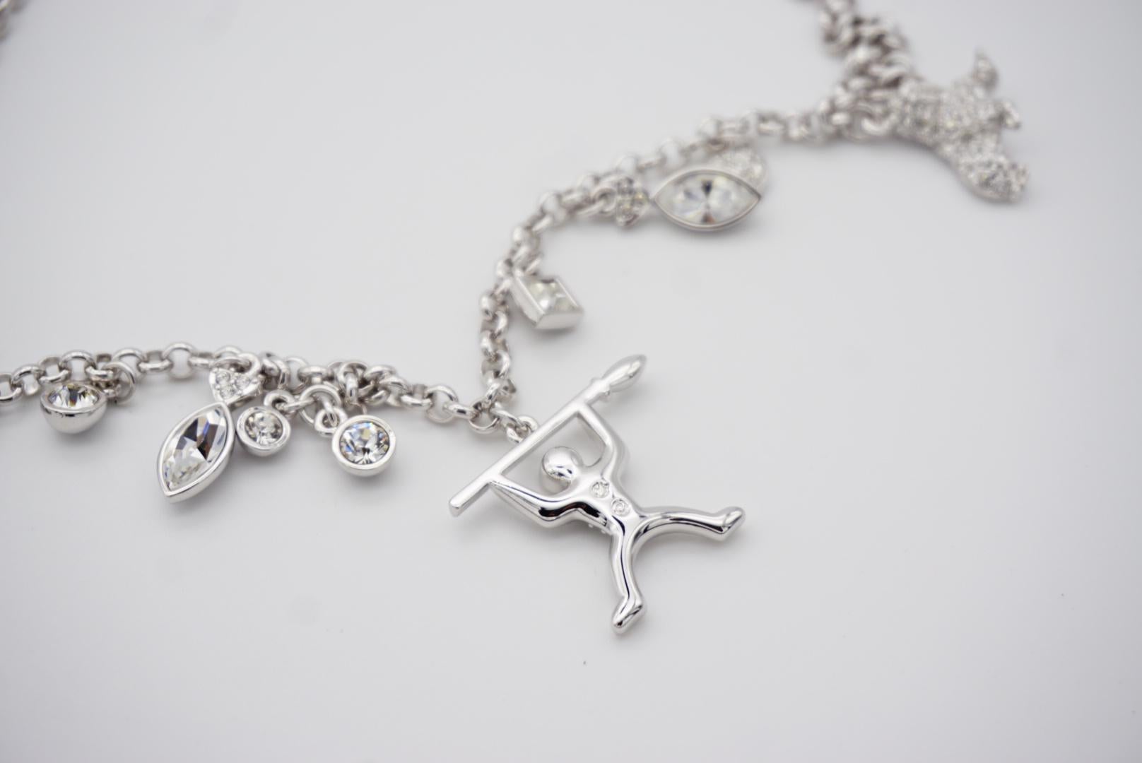 Swarovski Polar Bestiary Charms Bezel Crystals Dichiarazione Collana girocollo in argento in vendita 7