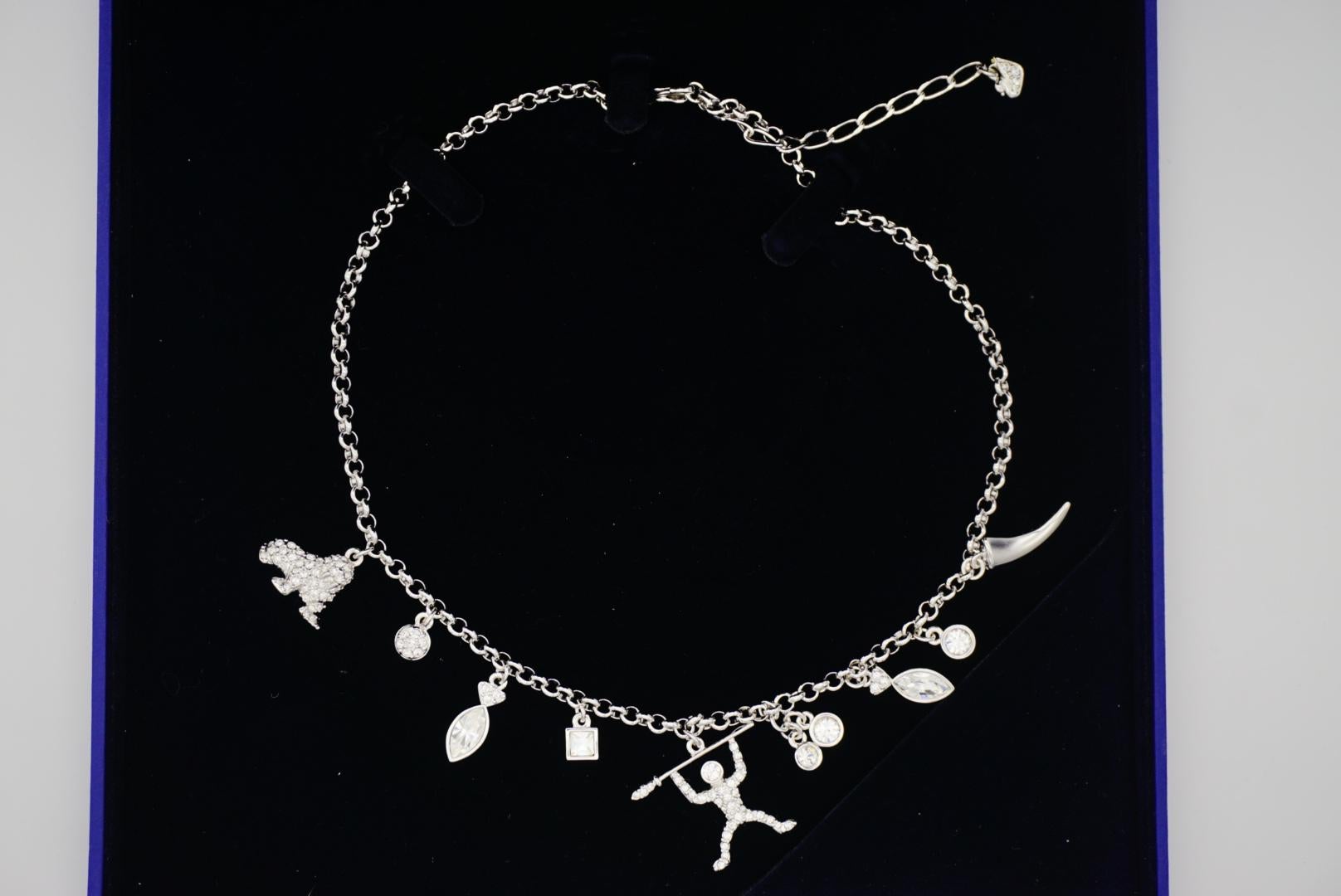 Swarovski Polar Bestiary Charms Bezel Crystals Statement Silver Choker Necklace For Sale 1