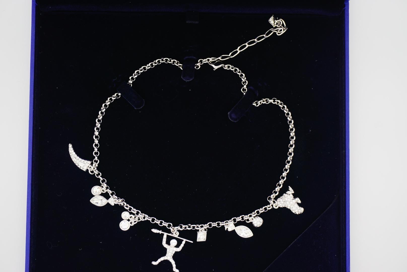 Swarovski Polar Bestiary Charms Bezel Crystals Dichiarazione Collana girocollo in argento in vendita 2