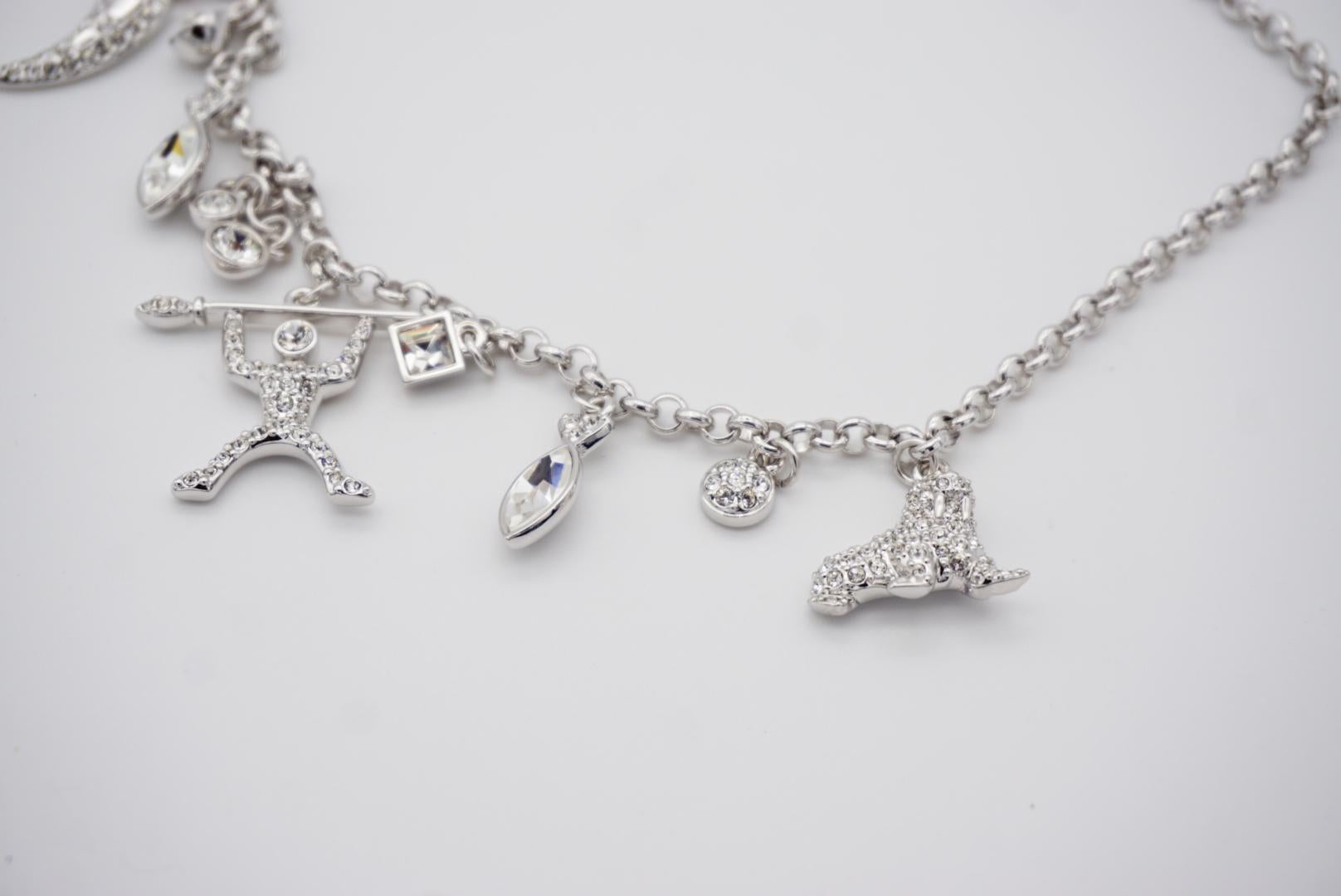 Swarovski Polar Bestiary Charms Bezel Crystals Statement Silver Choker Necklace For Sale 3
