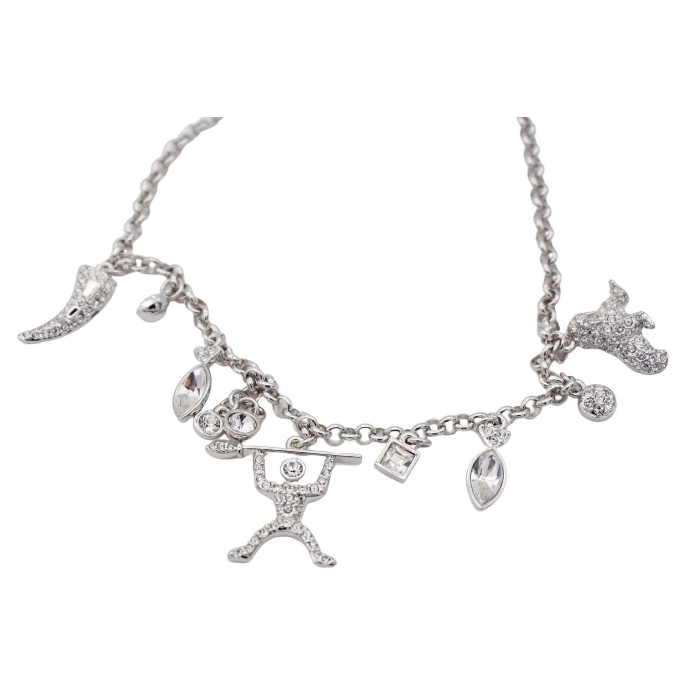 Collar gargantilla de plata con cristales biselados Swarovski Polar Bestiary Charms en venta