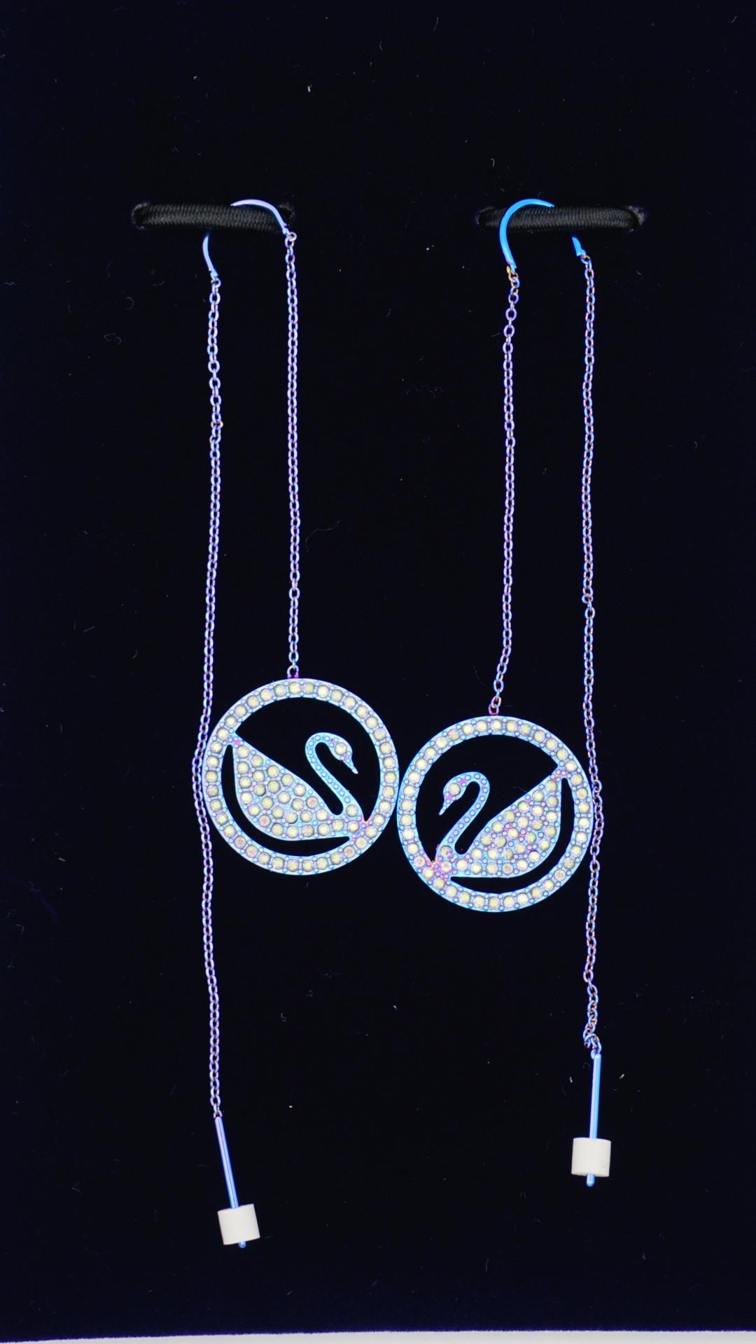 Swarovski Pop Swan Round Crystals Purple Lilac PVD Coating Pierced Earrings 3
