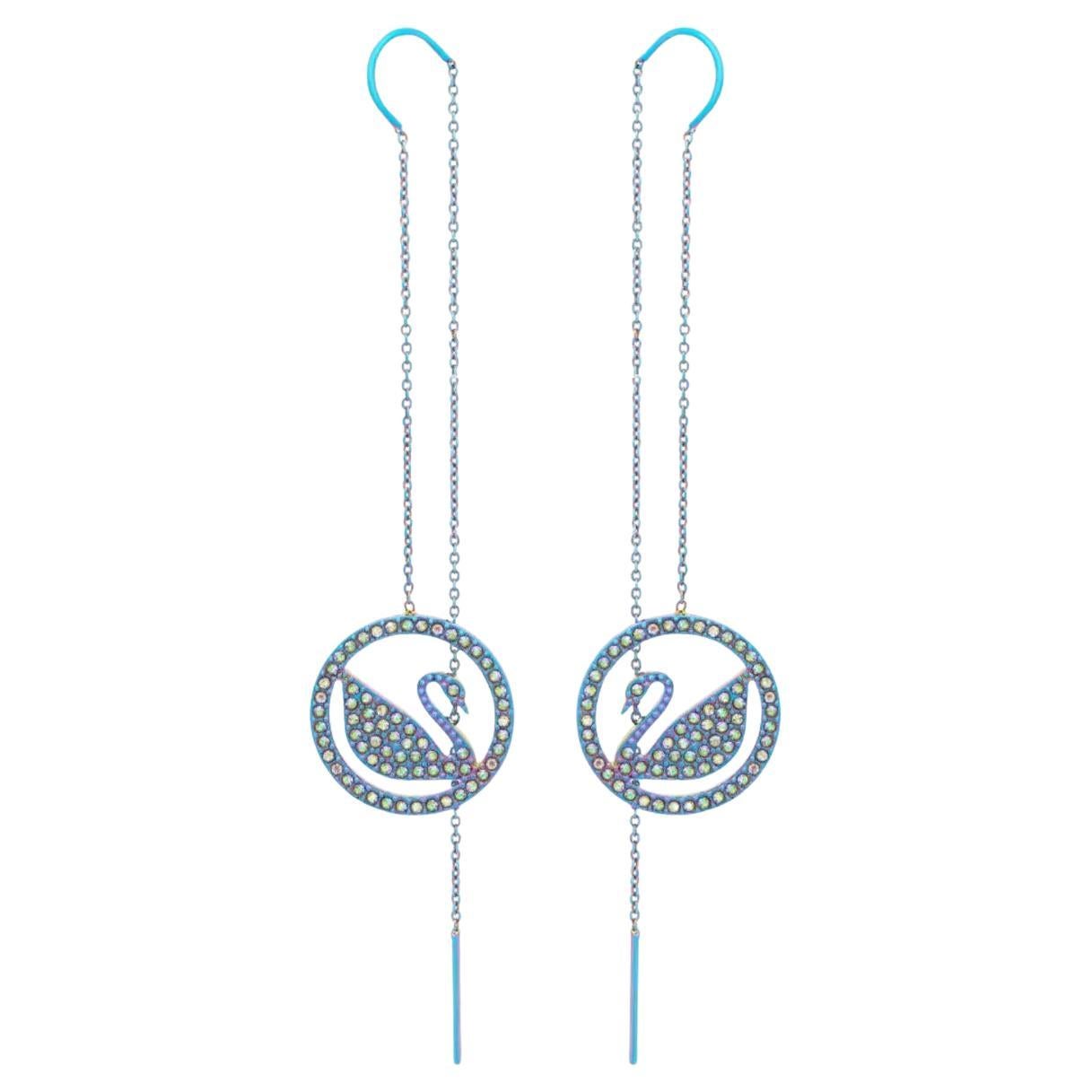 Swarovski Pop Swan - Orecchini a buco con cristalli tondi viola e lilla con rivestimento PVD in vendita