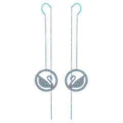 Swarovski Pop Swan Round Crystals Purple Lilac PVD Coating Pierced Earrings