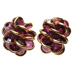 Retro Swarovski Purple Crystal Cluster Earrings