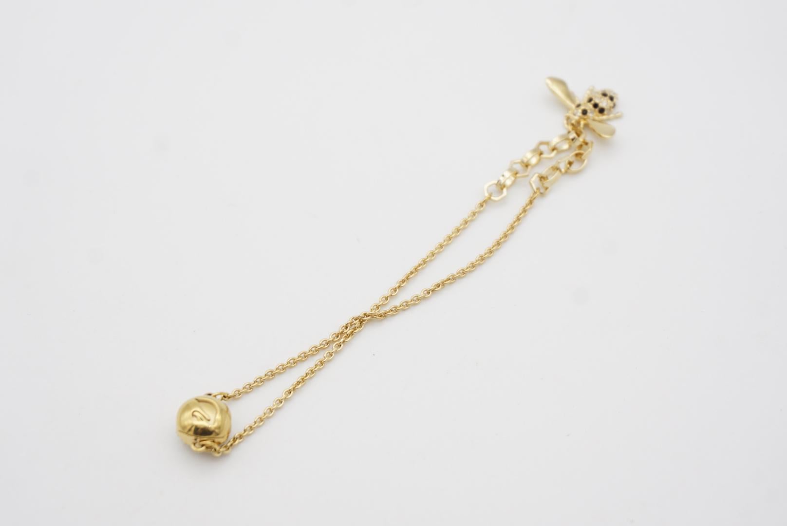 Swarovski Remix Collection Vivid Bee Pendant Charm Strand Gold Bracelet, Size L For Sale 4