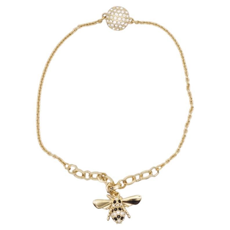 Swarovski Remix Collection Vivid Bee Pendant Charm Strand Gold Bracelet, Size L For Sale 1