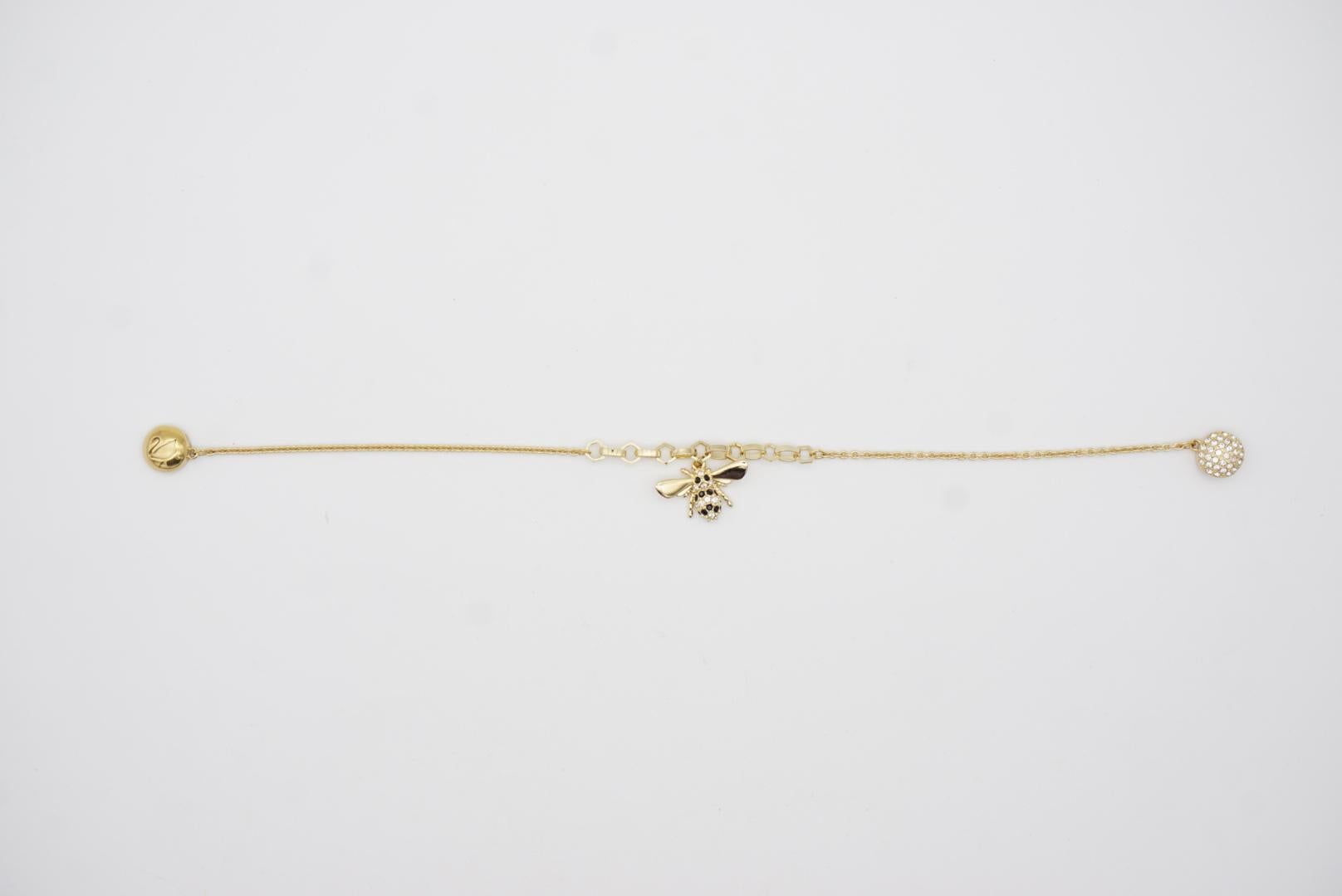 Swarovski Remix Collection Vivid Bee Pendant Charm Strand Gold Bracelet, Size L in vendita 6