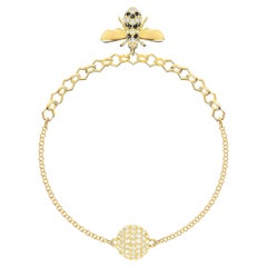 Swarovski Remix Collection Vivid Bee Pendant Charm Strand Gold Bracelet, Taglia L.