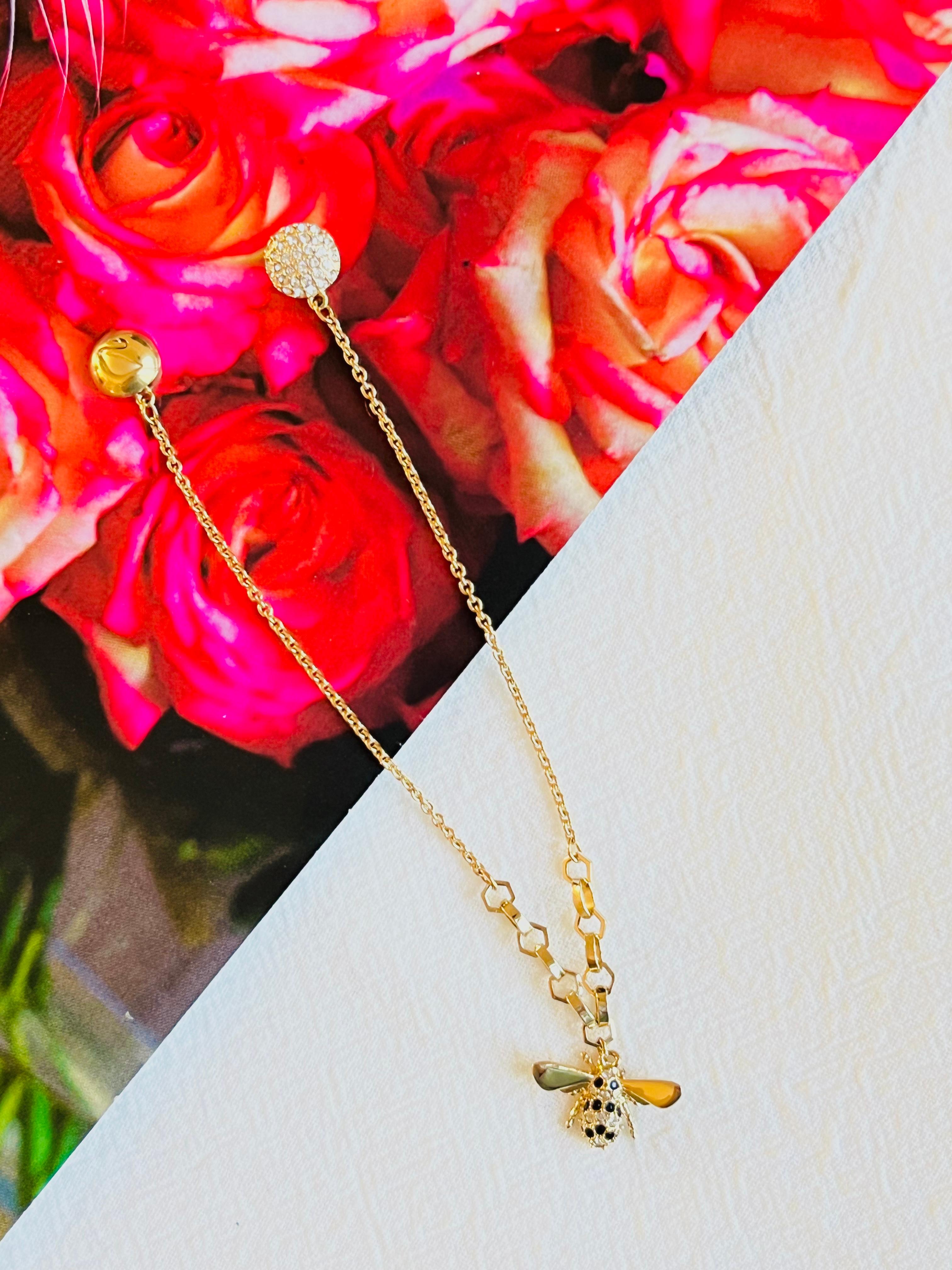 da uomo o donna Swarovski Remix Collection Vivid Bee Pendant Charm Strand Gold Bracelet, Size L in vendita