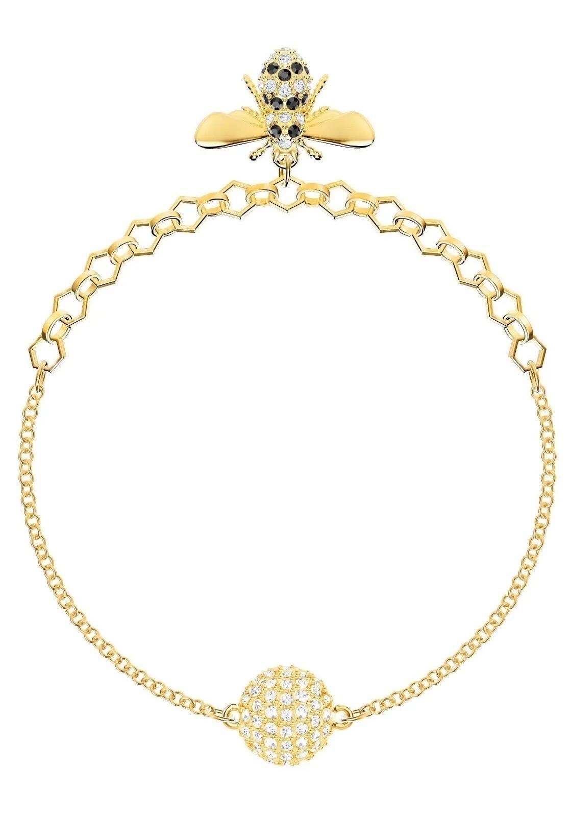 Swarovski Remix Collection Vivid Bee Pendant Charm Strand Gold Bracelet, Size L in vendita 4