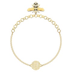 Swarovski Remix Collection Vivid Bee Pendant Charm Strand Gold Bracelet, Size L