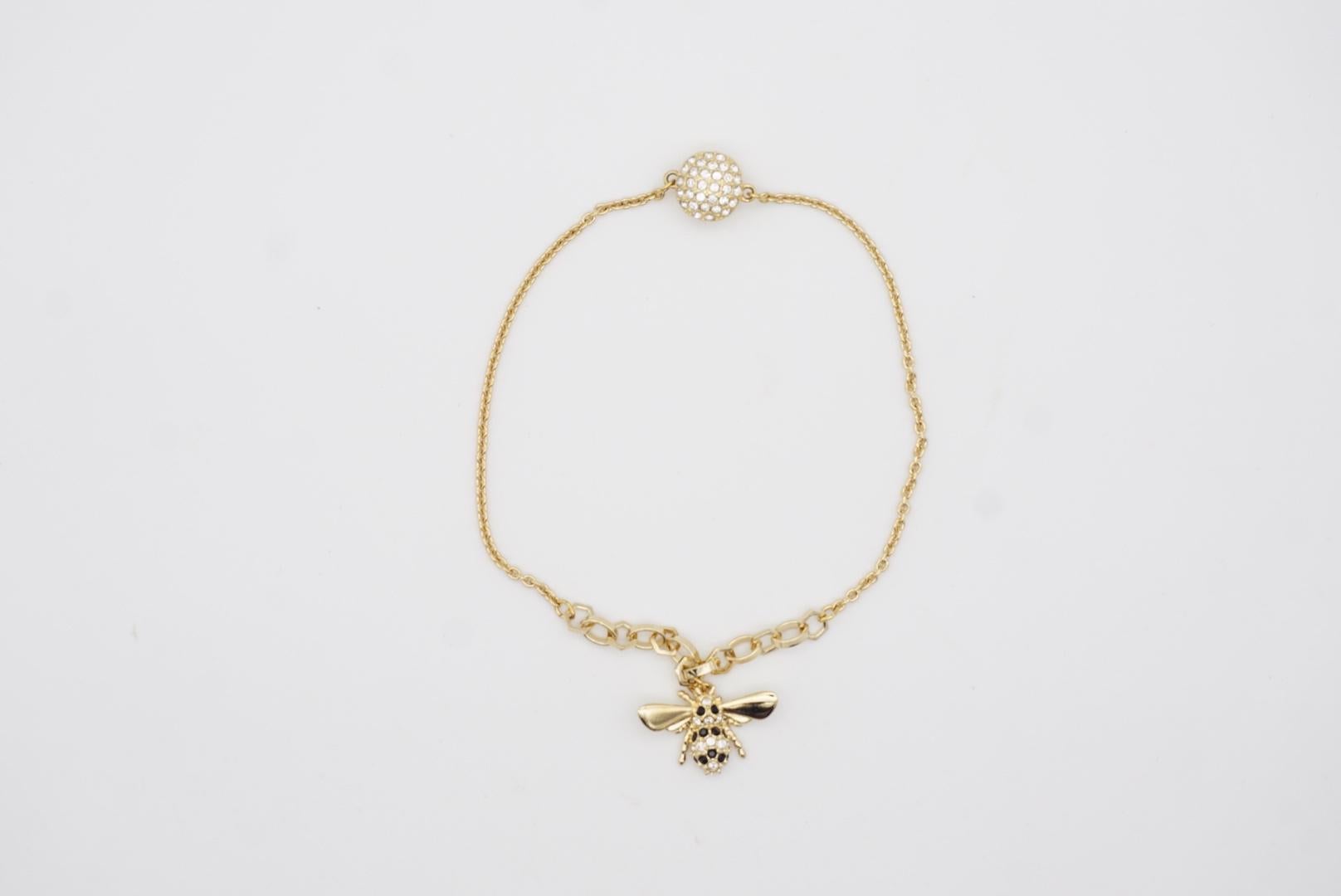 Swarovski Remix Collection Vivid Bee Pendant Charm Strand Gold Bracelet, Size M For Sale 2