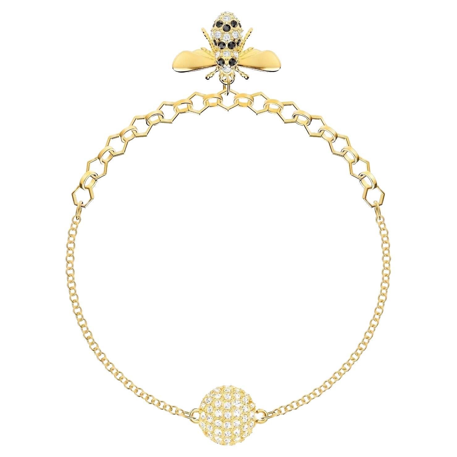 Swarovski Remix Collection Vivid Bee Pendant Charm Strand Gold Bracelet, Size M