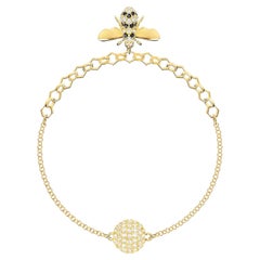 Swarovski Remix Collection Vivid Bee Pendant Charm Strand Gold Bracelet, Size M