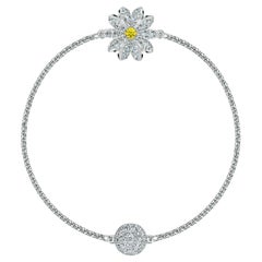 Swarovski Remix Blume Gänseblümchen Gelbe Kristalle Strang Weißes Rhodium-Armband