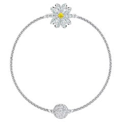 Swarovski Remix Flower Daisy Yellow Crystals Strand White Rhodium Bracelet