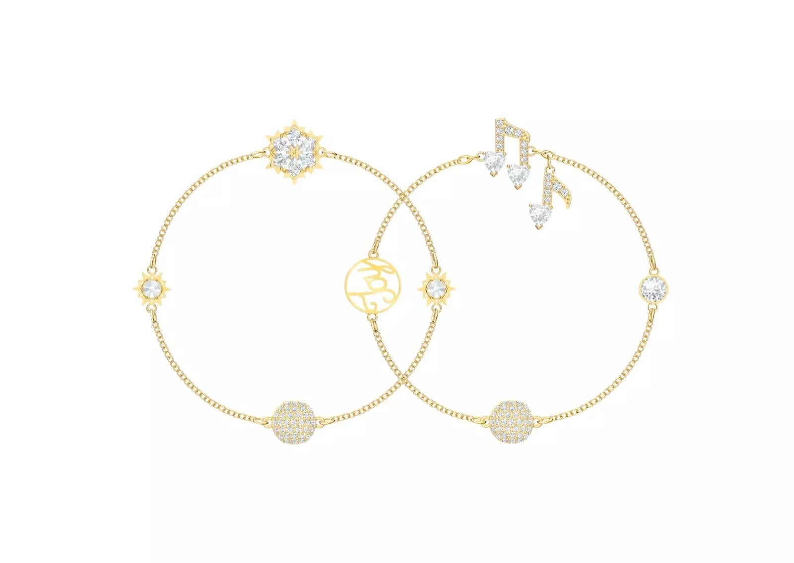 SWAROVSKI Remix - Ensemble de bracelets flocons de neige Joy Musical Notes, ton or, BNWT en vente 7